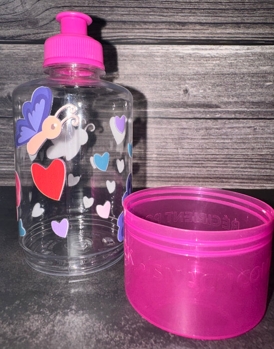 Pink Butterfly Snack Water Bottle