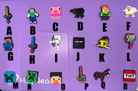 Gamer Minecraft Pixel Character Croc Charms