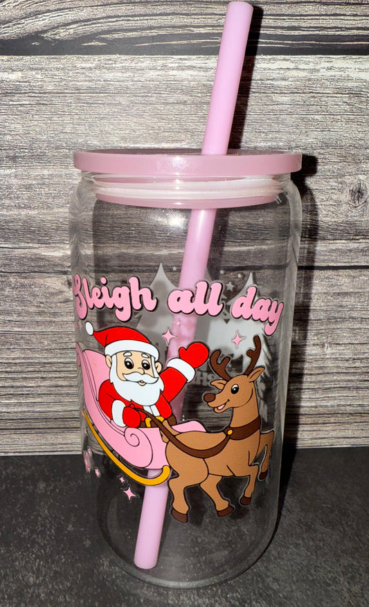 Sleigh All Day Glass Cup w/Acrylic Lid
