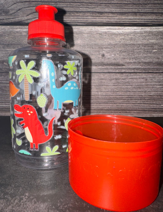 Red Dinosaur Snack Water Bottle