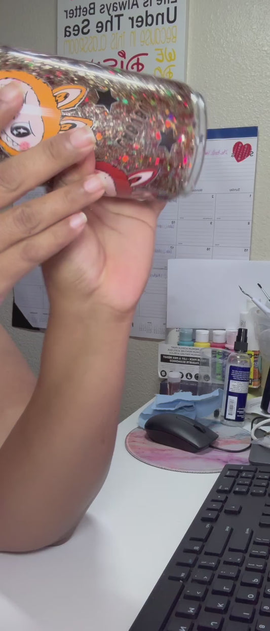 Labubu Snow Globe Brown Glitter Cup